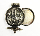 Ethnic Nepal Tibetan Ganesha Ghau Prayer Box Pendant with Metal Bead Inlay Accents - Handmade Tibetan Jewelry - Ganesh Pendant - WM4802