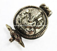 Ethnic Nepal Tibetan Ganesha Ghau Prayer Box Pendant with Metal Bead Inlay Accents - Handmade Tibetan Jewelry - Ganesh Pendant - WM4802