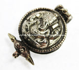 Ethnic Nepal Tibetan Ganesha Ghau Prayer Box Pendant with Metal Bead Inlay Accents - Handmade Tibetan Jewelry - Ganesh Pendant - WM4802