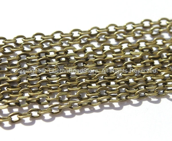 Antique Bronze Brass Cable Link Chain 5 Feet - 2.5mm x 3mm x 0.4mm -  Chains & Findings - C26-5