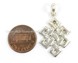 TibetanBeadStore's Custom Design Silver Plated Endless Knot Pendant- Buddhist Yoga Boho Jewelry, Infinity Knot, Celtic Knot - WM5688-1
