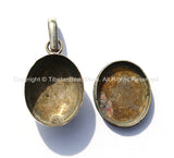Tibetan Brass OM Mantra & Tibetan Silver Ghau Prayer Box Amulet Pendant - Ethnic Nepal Tibet Jewelry - Small Tibetan OM Ghau - WM3359