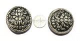 1 Bead - Big Tibetan Repousse Carved Tibetan Silver Auspicious Lotus Round Disc Shape Bead with Coral Side Inlays -  B2272-1