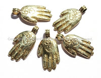 2 PENDANTS - Tibetan Om Mantras Buddha Hand Brass Pendants - Hamsa Buddha Hand - Om Mantras - Ethnic Nepal Tibetan Jewelry - WM2841-2