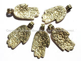 2 PENDANTS - Tibetan Om Mantras Buddha Hand Brass Pendants - Hamsa Buddha Hand - Om Mantras - Ethnic Nepal Tibetan Jewelry - WM2841-2
