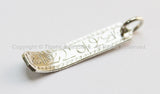 2 PENDANTS - Om Mantra Bar Tibetan Silver-Plated Pendants with Curved End & Vajra Detail on Reverse - WM3228-2