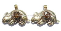 Tibetan Reversible Repousse Tibetan Silver Rabbit Pendant with Faceted Quartz Inlay - WM5327