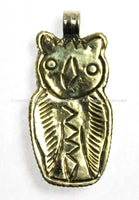 Reversible Ethnic Tribal Tibetan Antiqued Carved Bone Lion Pendant with Turquoise Inlays, Brass Carving on Back & Edging - WM4758