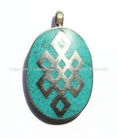 Tibetan Endless Knot Pendant with Turquoise Inlay - WM270