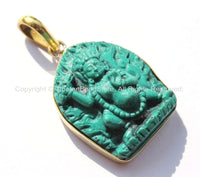 Nepal Tibetan Green Vajrapani Pendant - Ethnic Nepal Tibetan Handmade Jewelry - WM4692G