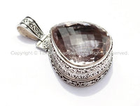 Faceted Amethyst & Fine Filigree 92.5 Sterling Silver Handcrafted Pendant - OOAK - Handmade Jewelry from Nepal - FJ88