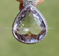 Faceted Amethyst & Fine Filigree 92.5 Sterling Silver Handcrafted Pendant - OOAK - Handmade Jewelry from Nepal - FJ88