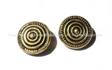 2 BEADS Ethnic Circles Handmade Brass Beads - Ethnic Tibetan Round Button Disc Beads - Circles Spirals Swirls Tibetan Beads - B1448-2