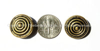 2 BEADS Ethnic Circles Handmade Brass Beads - Ethnic Tibetan Round Button Disc Beads - Circles Spirals Swirls Tibetan Beads - B1448-2