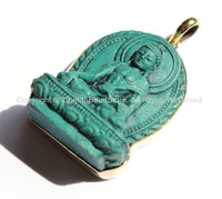 Tibetan Green Akshobhya Buddha Tibetan Pendant - Wisdom Buddha - Buddhist Meditation Yoga Jewelry - WM3035