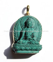 Tibetan Green Akshobhya Buddha Tibetan Pendant - Wisdom Buddha - Buddhist Meditation Yoga Jewelry - WM3035