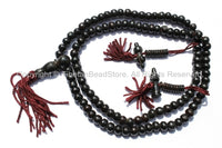 108 beads - Tibetan Black Bone Mala Prayer Beads with Bone Bell & Vajra Counters - 8mm - Tibetan Mala Beads - Mala Making Supplies - PB79 - TibetanBeadStore