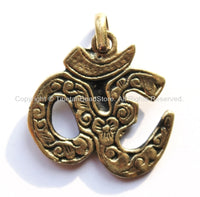 2 PENDANTS - OM Ganesh Pendants - OM & Ganesha Brass Filigree Pendants - Om Ganesha Charm Pendant Yoga Jewelry - WM3585-2