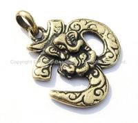 2 PENDANTS - OM Ganesh Pendants - OM & Ganesha Brass Filigree Pendants - Om Ganesha Charm Pendant Yoga Jewelry - WM3585-2