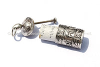 92.5 STERLING SILVER Tibetan Prayer Wheel Pendant with Om Mani Mantra, 8 Auspicious Symbols & Mantra Scroll - Tibetan Prayer Wheel - SS2180