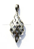 Tibetan Silver Plated Endless Knot Hollow Carved Pendant - Celtic Knot - Infinity Knot - Nepal Tibetan Artisan Handmade Jewelry - WM3588
