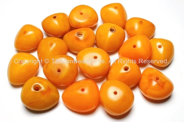 2 Beads - Tibetan Amber Copal Resin Beads - 34mm x 18-20mm - Ethnic Tribal Amber Copal Beads - A19