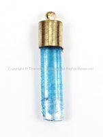 Crystal Quartz Bullet Point Pendant Charm with Brass Cap and Bail - Natural Crystal Quartz Point Pendants