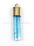 Crystal Quartz Bullet Point Pendant Charm with Brass Cap and Bail - Natural Crystal Quartz Point Pendants