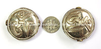1 BEAD - Tibetan OM Repousse Carved Tibetan Silver Beads - Tibetan Beads - Ethnic Tribal Tibetan Beads - B2454B-1