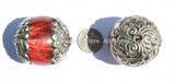 LARGE Tibetan Copal Resin Round Focal Bead with Thick Repousse Tibetan Silver Caps - 35mm x 40mm - Ethnic Beads - B1982