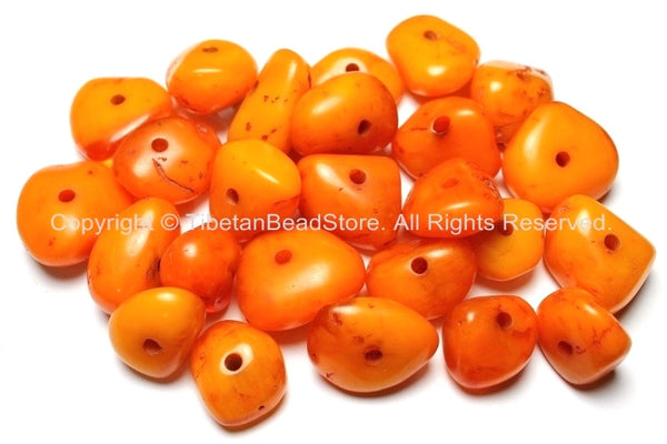 4 Beads - Tibetan Amber Copal Resin Nugget Beads - Ethnic Tribal Amber Copal Beads - A11