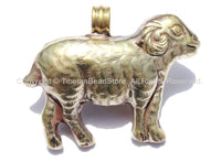 Tibetan Reversible Repousse Tibetan Silver Ram Pendant with Faceted Black Quartz Inlay - Tibetan Animal Pendant - Tibetan Jewelry - WM5316
