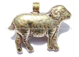 Tibetan Reversible Repousse Tibetan Silver Ram Pendant with Faceted Black Quartz Inlay - Tibetan Animal Pendant - Tibetan Jewelry - WM5316