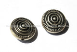 2 BEADS - Tibetan Circles Repousse Tibetan Silver Beads - Ethnic Nepal Tibetan Round Button Disc Beads - Circles Spirals Swirls - B1446-2