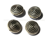1 BEAD - Tibetan Circles Repousse Tibetan Silver Bead - Ethnic Handmade Round Button Disc Beads - Circles - Spirals - Swirls - B1446-1