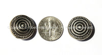 1 BEAD - Tibetan Circles Repousse Tibetan Silver Bead - Ethnic Handmade Round Button Disc Beads - Circles - Spirals - Swirls - B1446-1