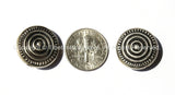 1 BEAD - Tibetan Circles Repousse Tibetan Silver Bead - Ethnic Handmade Round Button Disc Beads - Circles - Spirals - Swirls - B1446-1