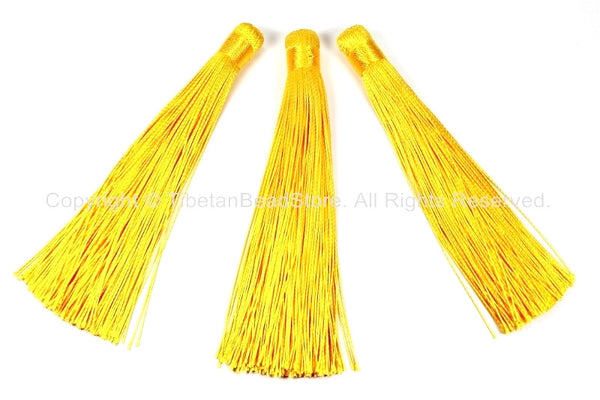 Golden Yellow Color Silk Tassel High Quality Long Silk Tassels 120mm length 4 3/4" Jewelry Making Supply Silk Tassle