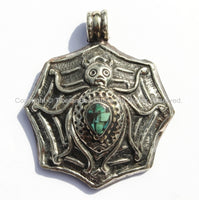 Tibetan Spider Pendant with Turquoise Inlay - TibetanBeadStore Handmade Ethnic Tribal Tibetan Jewelry Pendant