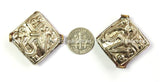 1 Bead - Repousse Carved  Tibetan Silver Tibetan OM Bead - Tibetan Beads - Ethnic Tribal Tibetan Beads - B2451