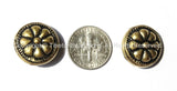1 BEAD - Tibetan Floral Repousse Brass Bead - Ethnic Handmade Round Button Disc Beads - B1441-1