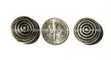 4 BEADS- Tibetan Circles Repousse Tibetan Silver Beads - Ethnic Handmade Round Button Disc Beads - Circles - Spirals - Swirls - B1446-4