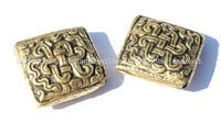 Tibetan Repousse Brass Endless Knot Square Focal Beads -1 Bead - Infinity Knot - Unique Ethnic Metal Beads - B1685-1