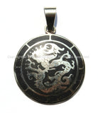 Tibetan Carved Dragon Medallion Pendant with Black Inlay - WM1306-1