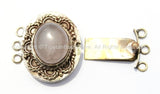 OOAK Tibetan Handmade Brass Clasp with Rose Quartz Inlay - Handmade Findings -  Tibetan Jewelry - Tibetan Beads - Ethnic Clasps - B2687