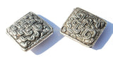 2 BEADS - Tibetan Repousse Silver-plated Metal Endless Knot Square Focal Beads - Infinity Knot - Unique Ethnic Beads - B1686-2