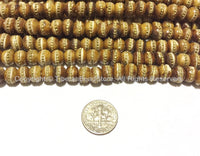 Antiqued Bone Mala Tibetan Prayer Beads with Brass Inlays -108 BEADS - Tibetan Prayer Beads Mala Making Supplies - PB88A