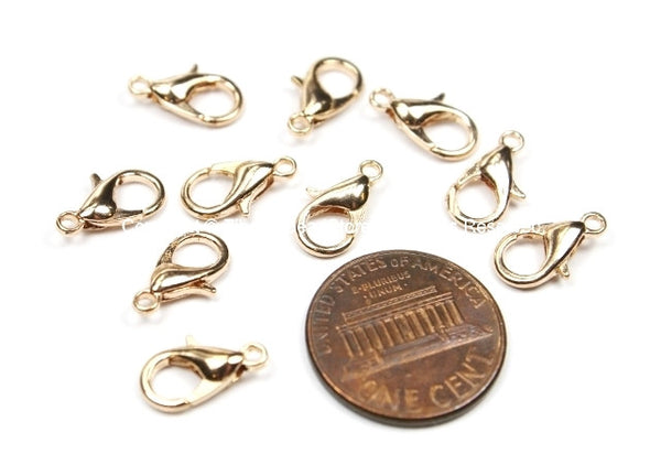 15 PCS - 6x12mm Rose Gold Plated Lobster Clasps - Metal Clasps - Jewelry Findings - Necklace Bracelet Making - Charms & Findings - F91B-15 - TibetanBeadStore