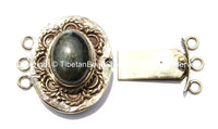 OOAK Tibetan Brass Clasp with Labradorite Inlay - Handmade Ethnic Clasps - Nepal Tibetan Jewelry - Tibetan Beads - Findings & Clasps - B2707