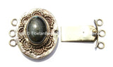 OOAK Tibetan Brass Clasp with Labradorite Inlay - Handmade Ethnic Clasps - Nepal Tibetan Jewelry - Tibetan Beads - Findings & Clasps - B2707